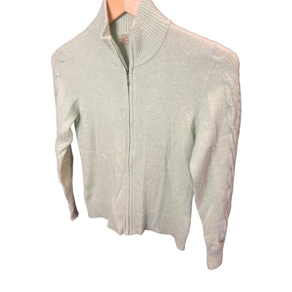 Caslon Light Green Mock Neck 1/4 Zip Long Sleeve Cashmere Sweater Sz XS - Picture 3 of 9